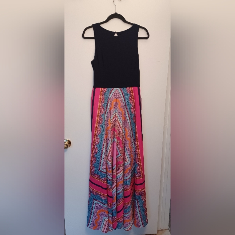 Size 10, Eliza J Colorful Sleeveless Maxi Dress- Key Hole Back